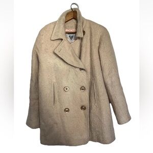 Vintage 90s Marvin Richards Pea Coat Mohair Wool Women’s Size 4 Beige Lined